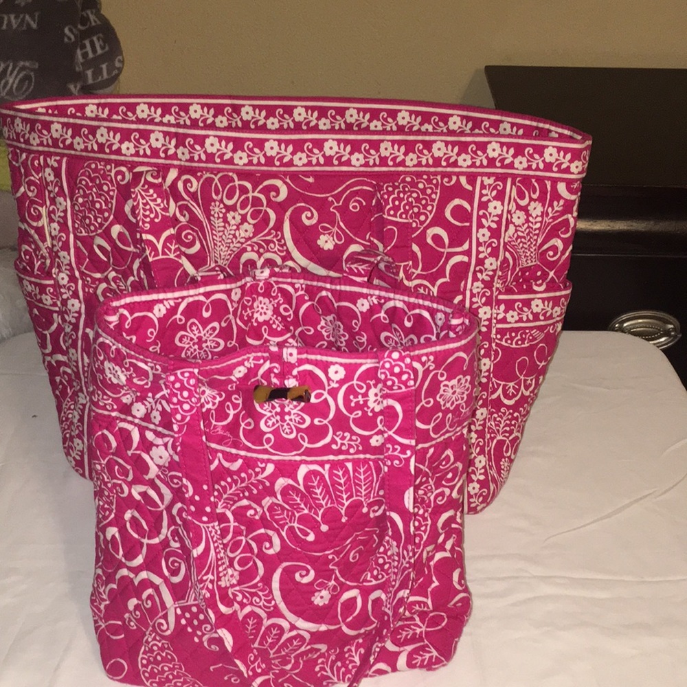 Vera Bradley matching set twirled birds travel bags shoulder length 10” - Picture 6 of 7